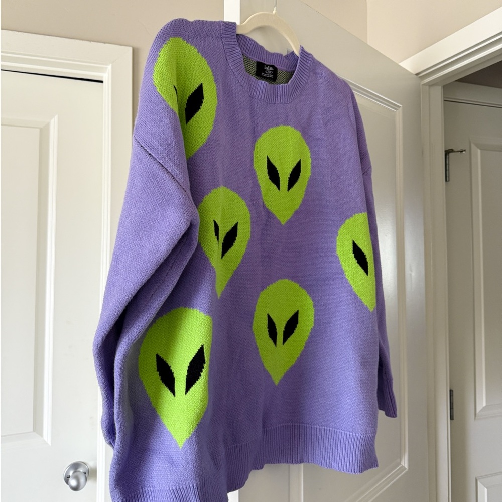 Too Cool For You Oversized Alien Knit in Lavender - Dressed in LALA